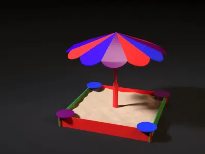 Playground wooden swing 3D model