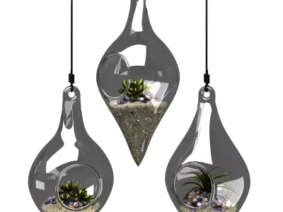 detailed 3D Hanging Glass Terrarium Collection 3D model
