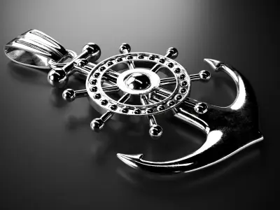 Anchor gold pendant 3D model