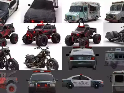 Demonic Gothic Possessed Vehicles Collection 3D Model Pack