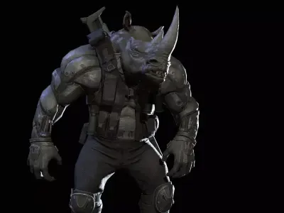Rhino Soldier Low-poly 3D model