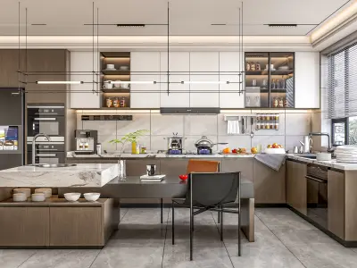 Kitchen fully parametric Resizable manufacturable 0065 3D model