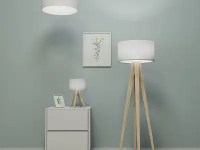 Set of seven decorative lamps Low-poly 3D model