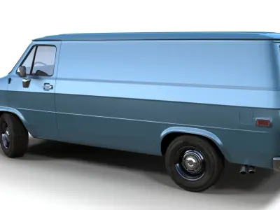 1980s generic industrial van Low-poly 3D model