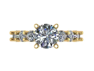 Round halo ring with pave band 3D print model