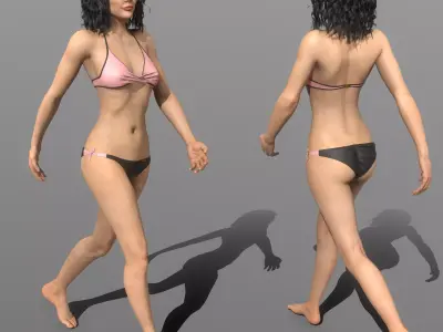 rigged low poly model of woman  Low-poly 3D model