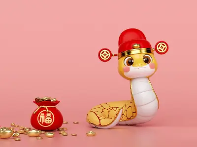 Snake Year IP Cute Q-version Snake Chinese Zodiac Snake 3D model