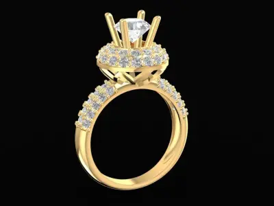 Luxury Halo Round Cut Diamond Engagement Ring for Women 1695 3D print model