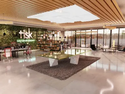 Office modern living room with walls Free 3D model