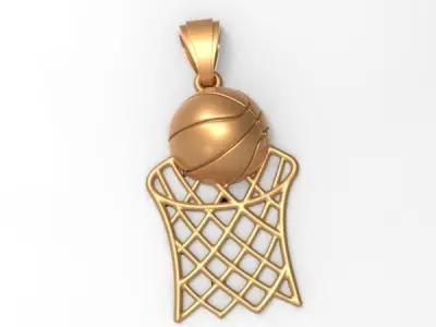 Hollow Light Weight Basketball Hoop Pendant Necklace jewelry 3D print model