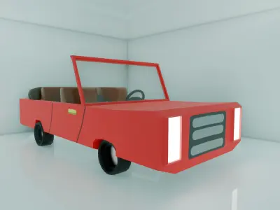 Bright Red Stylized Low-Poly Game Ready Stylized Convertible Low-poly 3D model