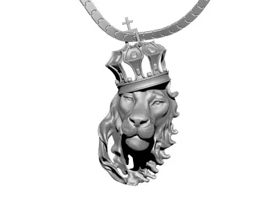High detailed Last King Lion pendant with Crown 3D print model