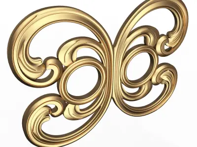 Carved Door Handle Decor 01 Low-poly 3D model