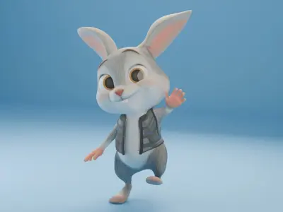 Toon Rabbit Low-poly 3D model
