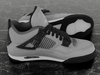 JORDAN 4 RETRO TRAVIS SCOTT 3D SHOES - GREY Low-poly 3D model