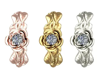 eaves Rose Engagement ring Own design 3D print model