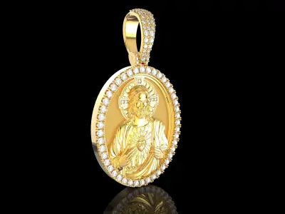 JESUS With Diamonds Pendant N2 3D print model
