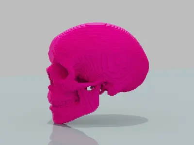 Pink Voxel Skull Low-poly 3D model