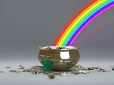 St Patrick Day Pot and Coin 3D Model 3D model