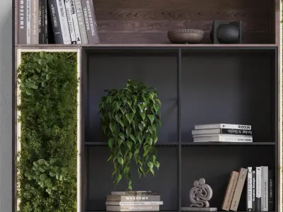 Metal Shelves Decorative With Plants and Book  Low-poly 3D model