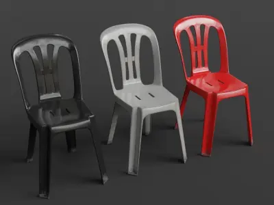 Stackable Plastic Chair Low-poly 3D model