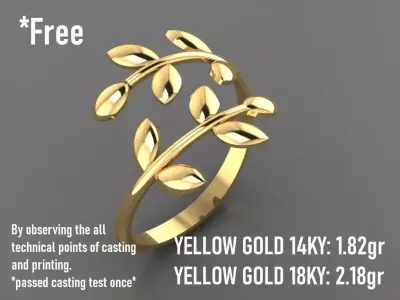 Olive Leaf Ring 16 -  3D print model