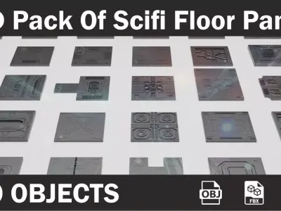 3D Pack Of Sci Fi Floor Panel 3D model