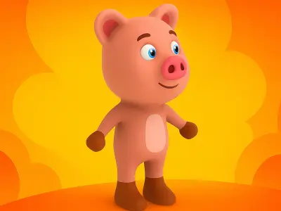 Character011 Animated Pig 3D Low-poly 3D model