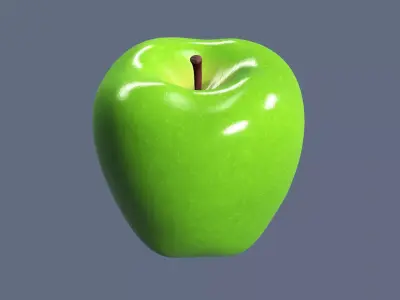 Realistic Green Apple  3D model