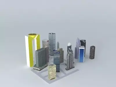 City with real buildings Free 3D model