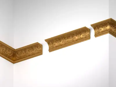 cornice 3D model gold ornate corner molding 3D model