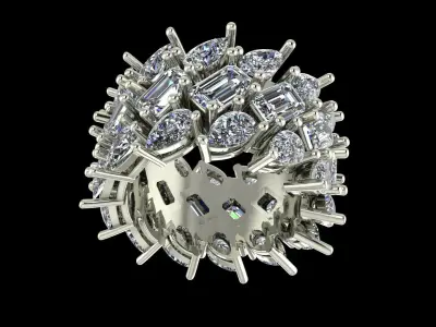 luxury pear and emerald cut full eternity diamond ring design 3D print model