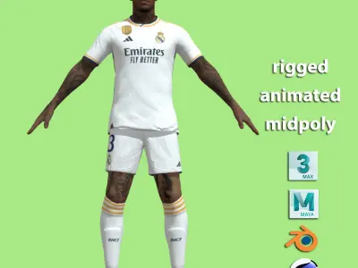 T-Pose Rigged Militao Real Madrid 23-24 3D model
