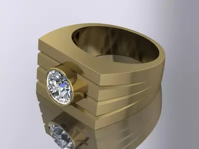 Elegant Mens Ring Gold Jewelry  3D print model