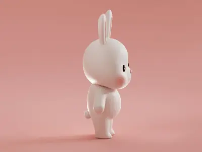 Chibi Kawaii Bunny Cute Cartoon Illustration  Low-poly 3D model