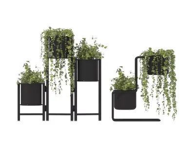 metal plant set 01 3D Model Collection