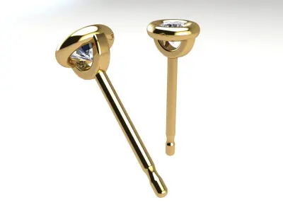 Solitaire Round Bezel Stud 3 mm 3D print model