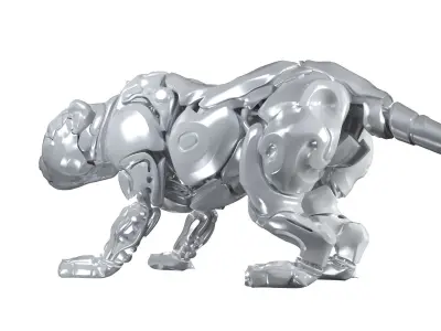 Robot Panther sci fi Low-poly 3D model