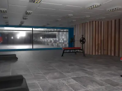 Fitness hall - sports equipment Low-poly 3D model