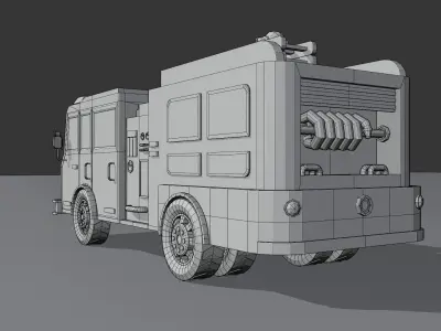Fire Truck Low Poly Vehicle Low-poly 3D model