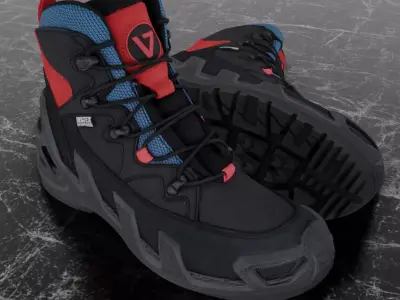 VANEDA 3D BOOTS - BLACK - RED - BLUE Low-poly 3D model