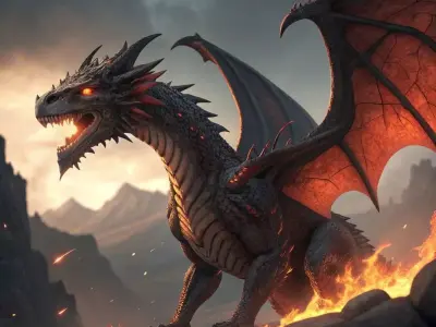 Inferno Ridge Dragon  Low-poly 3D model