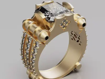 Lux ring silver gold jewelry printable 3D model 3D print model 6