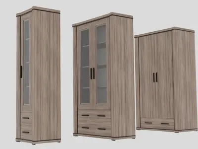 pack 2 cabinet and wardrobe 3D model