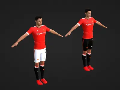 Cristiano Ronaldo - Manchester United - Two Models Low-poly 3D model
