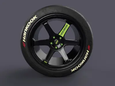 Volk TE37 Racing Wheels and Tires 3D print model