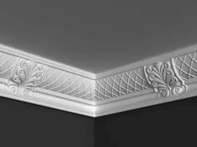 Cornice Moulding 3D Model with Classic Elements 3D model