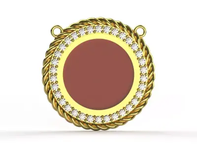Classic Gold Pendant with Coral Stone and Diamonds Model jp0303 3D print model
