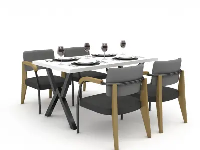 3D dining table 001 Low-poly 3D model