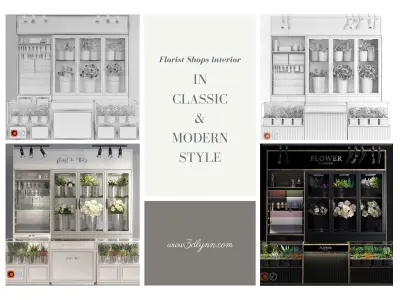 Florist Shops interior Collection Flower store refrigerator 3D model